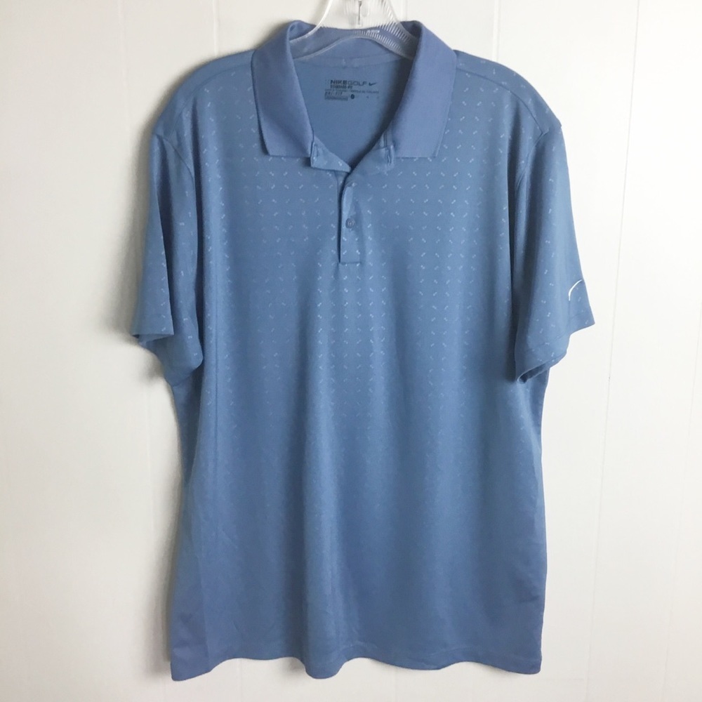 Nike Golf Standard Fit Dri-Fit Golf Blue Shirt Size L Mens